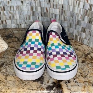 Vans little kids multicolored checkered slip on flat casual shoes
